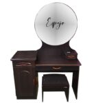 TOCADOR CON ESPEJO COLOR CAFÉ OSCURO + SILLIN H19.   AG