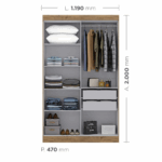 ROPERO PARIS DE MADERA DE 4 PUERTAS Y 2 CAJONES COLOR NEGRO - Imagen 2