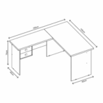 ESCRITORIO TAURUS EN "L" DE MADERA 2 CAJONES COLOR BLANCO - Imagen 2