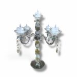 CANDELABRO PLATEADO DE VIDRIO  40*27CM