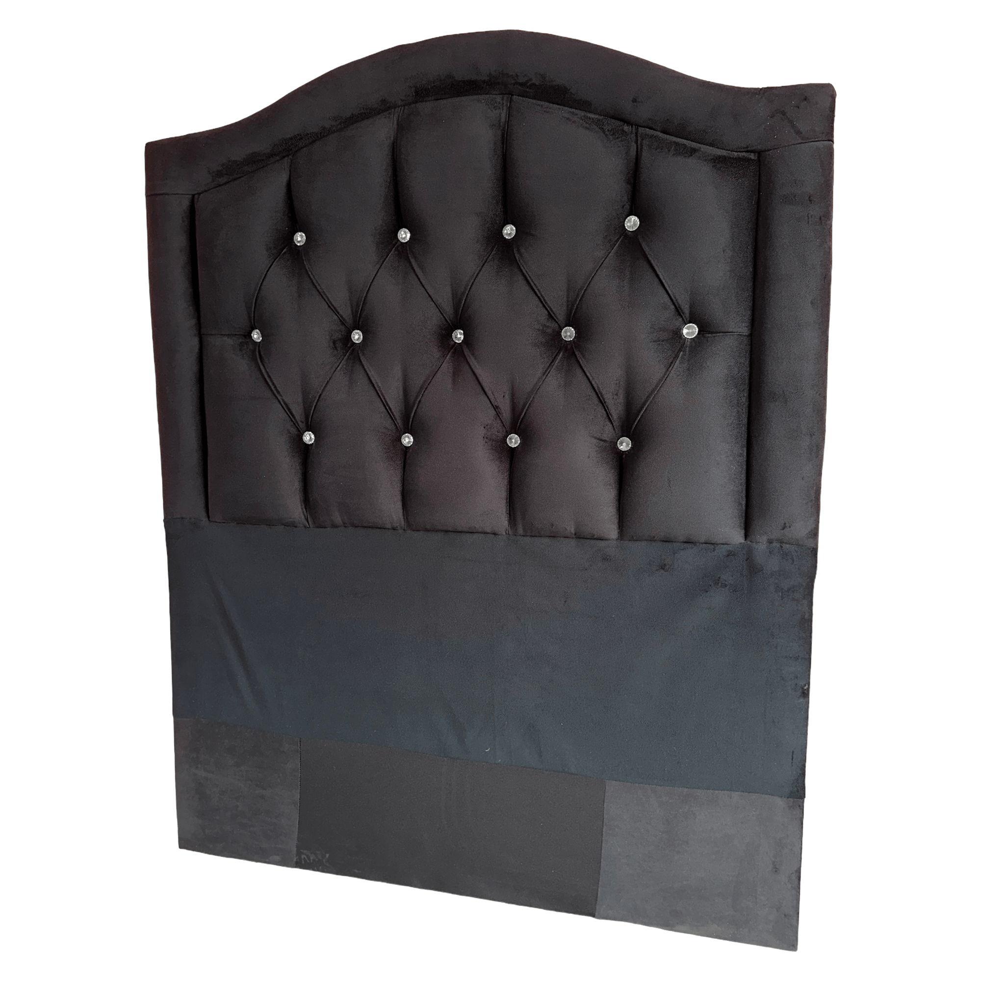 respaldo 1media plaza negro RESPALDO CAMA 1 PLAZA Y MEDIA ESTILO CURVO CON DIAMANTES -CLMB- - Imagen 1