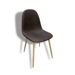 SILLA PATAS DE FIERRO IMITACIÓN MADERA TAPIZ COLOR CAFÉ