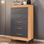 COMODA ESMERALDA DE MADERA 5 CAJONES COLOR FREIJO/TITANIUM -LBTRZ-