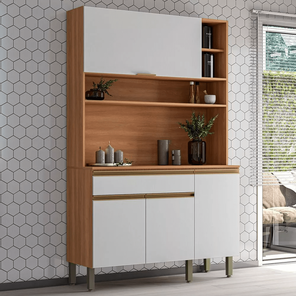 kit macadamia bl KIT DE COCINA 4PT 1CJ MACADAMIA COLOR FREIJO/BLANCO (THELA) MEDIDAS: L. 1,20 | P.47 | A.1,97 - Imagen 1