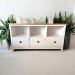 RACK/APARADOR 3 NICHOS 3 CAJONES COLOR BLANCO/MIEL