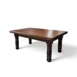 MESA DE CENTRO RUSTICA BASE CUADRADA COLOR CAFÉ OSCURO