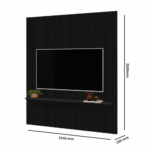 PANEL RIPADO ABSOLUT + REPISA DE MADERA CON LUZ LED COLOR NEGRO - Imagen 2