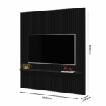 PANEL RIPADO ABSOLUT + REPISA DE MADERA CON LUZ LED COLOR NEGRO - Imagen 2