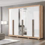 ROPERO CANNES DE MADERA DE 6 PUERTAS COLOR CAPUCCINO/BLANCO