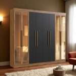 ROPERO CHICAGO DE MADERA CON 8 PUERTAS COLOR CASTAÑO/NEGRO