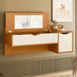 TOCADOR BLUSH DE MADERA DE 2 PUERTAS CON ESPEJO COLOR CINAMOMO/OFF WHITE