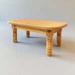 MESA DE CENTRO RUSTICA BASE OVALADA COLOR MIEL