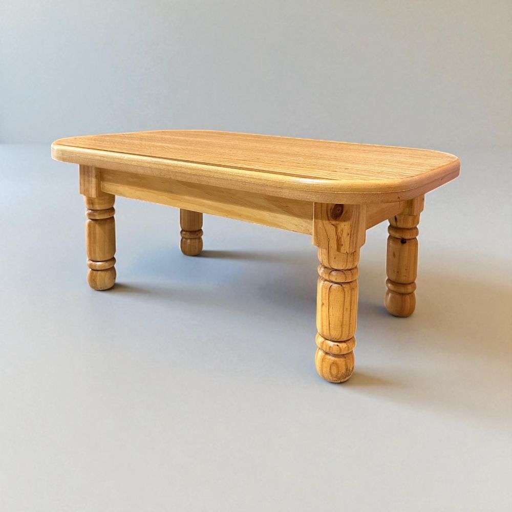 rustico miel 2 MESA DE CENTRO RUSTICA BASE OVALADA COLOR MIEL - Imagen 1