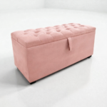 POUF BAÚL DE MADERA 1 PLAZA TAPIZADO COLOR Y TELA A ELECCIÓN