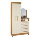 ROPERO/COMODA NEW CAPRI 2PT 4CJ CON ESPEJO COLOR FREIJO/OFF WHITE (albtrz)