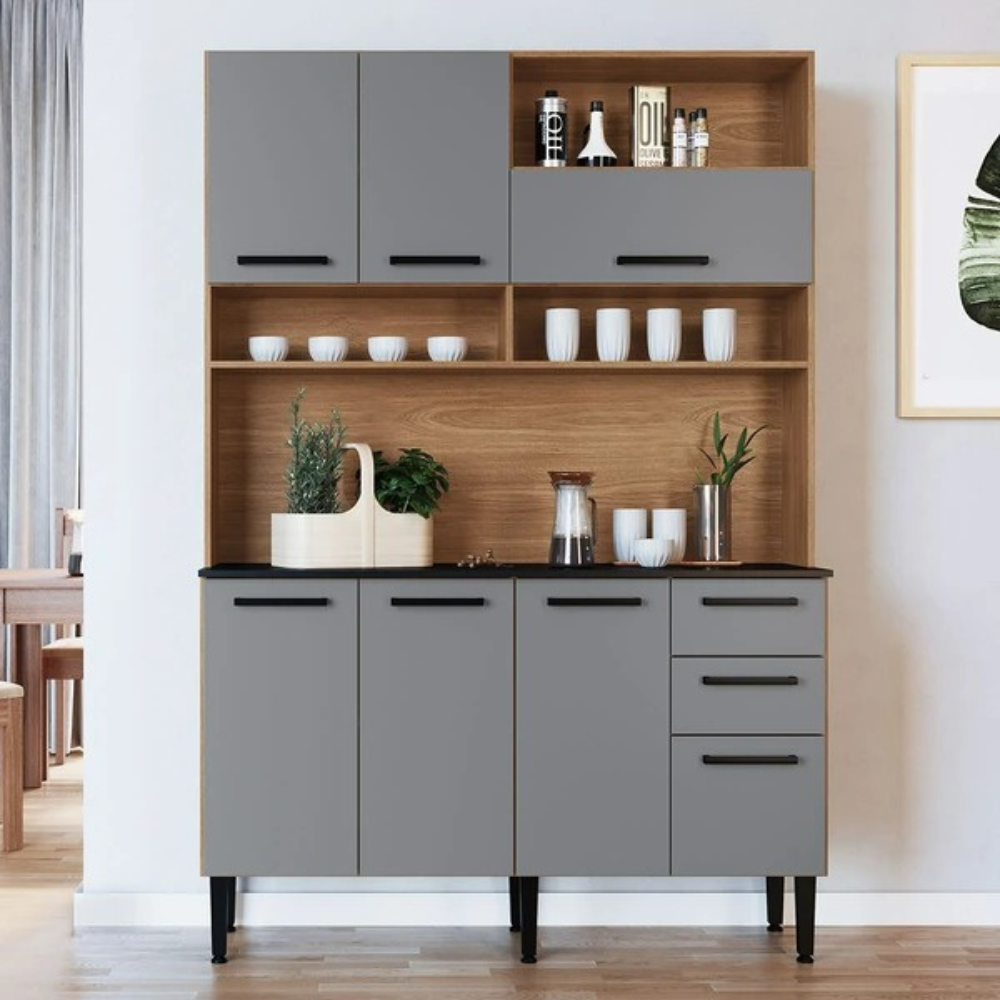 KIT COCINA NICOLE GRIS KIT COCINA NICOLE 7 PT 2 CJ COLOR FREIJO/GRIS -IRM- - Imagen 1