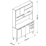 KIT COCINA NICOLE 7 PT 2 CJ COLOR FREIJO/GRIS -IRM- - Imagen 3