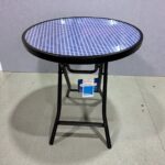 MESA PLEGABLE REDONDA PEQUEÑA CON VIDRIO DBY