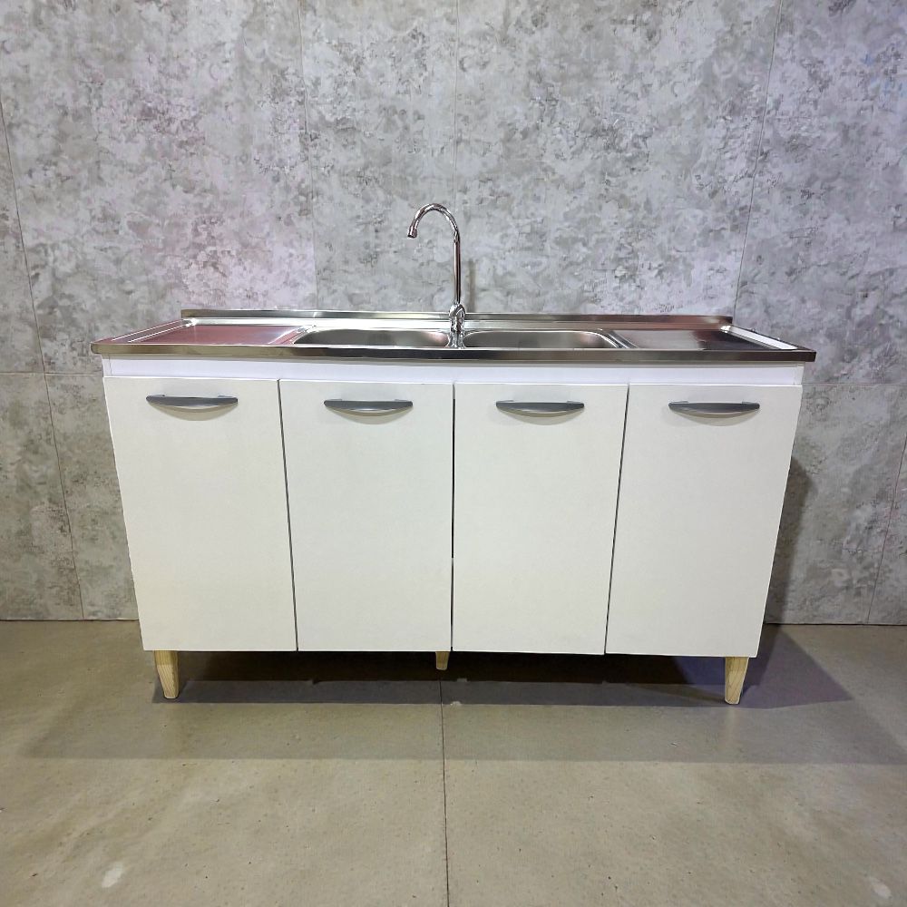 MESON LAVAPLATOS 150 4 PUERTAS LAVAPLATOS DOBLE MELAMINA 150CM 4 PUERTAS COLOR BLANCO - Imagen 1