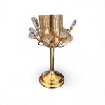 CANDELABRO DE METAL/VIDRIO ESTILO COPA LAGRIMAS