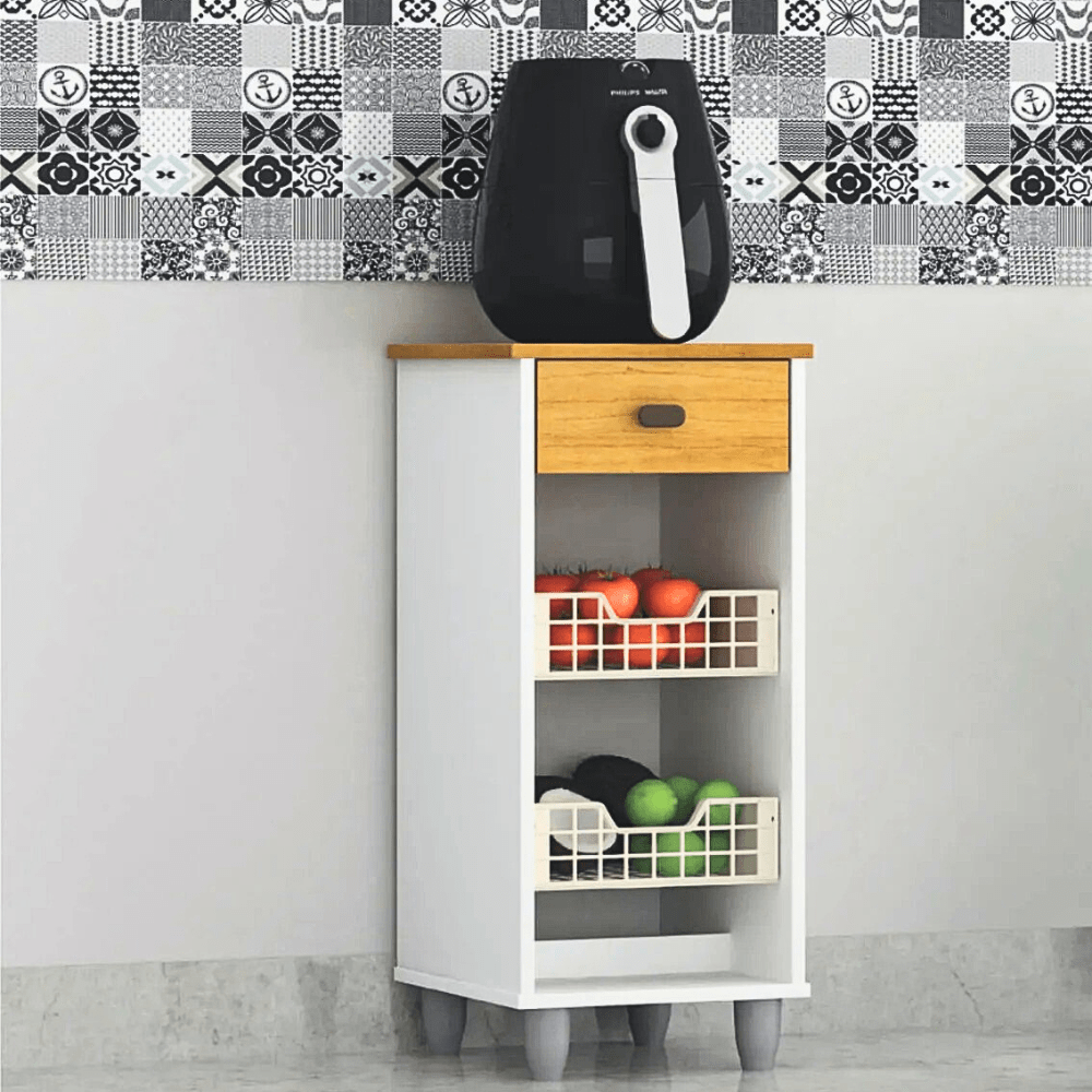 frutera amora chf VERDULERO AMORA 2 CANASTAS COLOR BLANCO/CINAMOMO FLEX -CHF- - Imagen 1