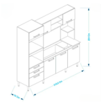 KIT COCINA MELYNA 6 PT 3 CJ COLOR FREIJO/OFF WHITE -IRM- - Imagen 3