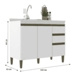 MESON COCINA CECILIA 2PT 3CJ COLOR BLANCO -JCRV- - Imagen 2