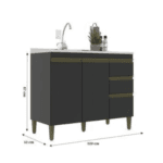 MESON LAVAPLATOS CECILIA 2PT 3CJ COLOR NEGRO -JCRV- - Imagen 2