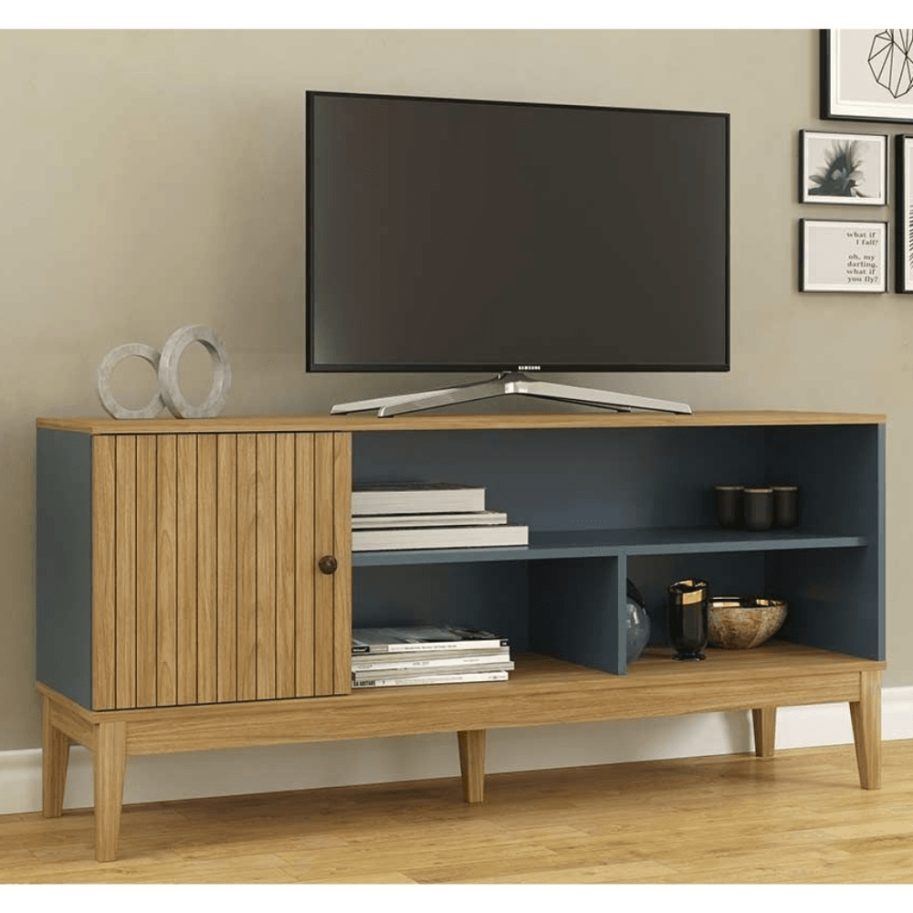 rack mb 1056 petroleo RACK MADERA 1PT COLOR MIEL/PETROLEO -MVBTO- - Imagen 1