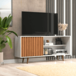 RACK SAN DIEGO PARA TV 55" 1 PT CORREDIZA COLOR BLANCO/FREIJO -J CV-