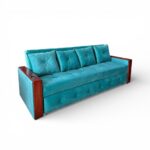 SOFA CAMA 4 CUERPOS CON APOYABRAZOS DE MADERA INCLUYE POSA VASO COLOR A PEDIDO