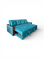 SOFA CAMA 4 CUERPOS CON APOYABRAZOS DE MADERA INCLUYE POSA VASO COLOR A PEDIDO - Imagen 3