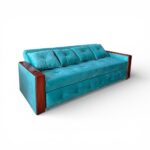 SOFA CAMA 4 CUERPOS CON APOYABRAZOS DE MADERA INCLUYE POSA VASO COLOR A PEDIDO - Imagen 2