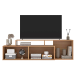 RACK DE MADERA DE MDP 2 PUERTAS COLOR NOGUEIRA/OFF WHITE -MVS SUL- - Imagen 2