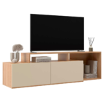 RACK DE MADERA DE MDP 2 PUERTAS COLOR NOGUEIRA/OFF WHITE -MVS SUL-