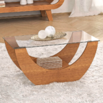 MESA DE CENTRO ONDA C/ VIDRIO COLOR CINAMOMO -ARTELY-