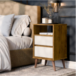VELADOR RETRO ROMA 2 CAJONES COLOR FREIJO/OFF WHITE -EJ-
