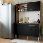 KIT COCINA COMPACTA LIFE 3 PUERTAS 1 CAJON COLOR RUSTICO/NEGRO -MADESA-