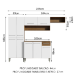 KIT COCINA EMILLY 3 PIEZAS | MESON 105CM, AEREO 165CM Y DESPENSA 64CM COLOR BLANCO -MADESA- - Imagen 2