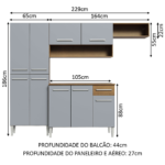 KIT COCINA EMILLY 4 PIEZAS | MESON 105CM, AEREO 165CM, DESPENSA 64CM Y DESPENSA 32CM COLOR RUSTICO/GRIS -MADESA- - Imagen 2