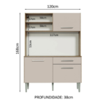 KIT COCINA COMPACTA LIFE 3 PUERTAS 1 CAJON COLOR RUSTICO/CREMA -MADESA- - Imagen 3