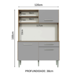 KIT COCINA COMPACTA LIFE 3 PUERTAS 1 CAJON COLOR RUSTICO/GRIS -MADESA- - Imagen 3