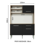 KIT COCINA COMPACTA LIFE 3 PUERTAS 1 CAJON COLOR RUSTICO/NEGRO -MADESA- - Imagen 3