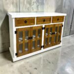 RACK APARADOR RUSTICO 120CM 4 PT 3CJ COLOR BLANCO/CAOBA
