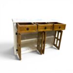RACK APARADOR RUSTICO 120CM 4 PT 3CJ COLOR BLANCO/CAOBA - Imagen 2