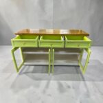 RACK APARADOR RUSTICO 150 CM 3 CJ 4 PTS VIDRIO COLOR BLANCO CUBIERTA NOGAL Y VERDE OLIVA - Imagen 2