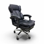 SILLA ESCRITORIO TIPO GAMER COLOR NEGRO CUERINA -BAO-