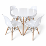 MESA COMEDOR REDONDA CON 4 SILLAS COLOR BLANCO - Imagen 2