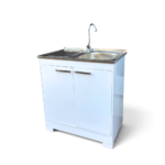 MUEBLE PARA LAVAPLATOS SIMPLE 2PT COLOR BLANCO + LATA SOBREPONER 80CM + LLAVE VERTICAL + DESAGUE Y SIFON -MVS SUL-