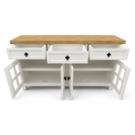 RACK APARADOR RUSTICO 150CM 4 PUERTAS Y 3 CAJONES COLOR BLANCO/NOGAL - Imagen 2